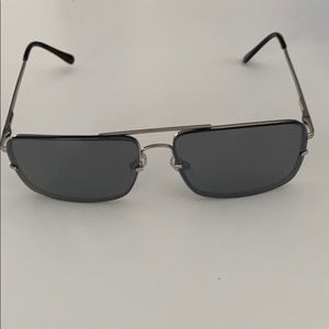 Silver Rimmed Rectangular Sunglasses